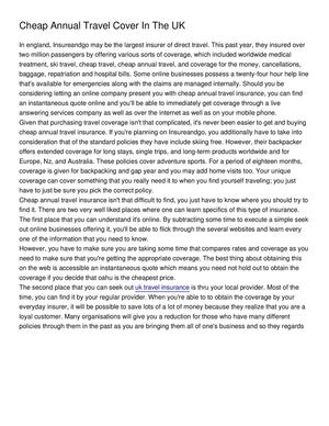 Cheap Annual Travel Cover In The UK