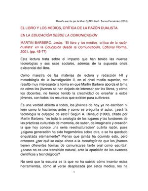 El libro y los medios, crítica de la razón dualista