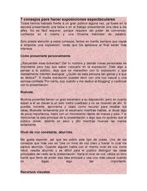 Consejos para realizar una exposición