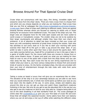 Browse Around For That Special Cruise Deal