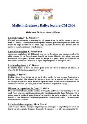Malle littérature : Rallye lecture CM 2006