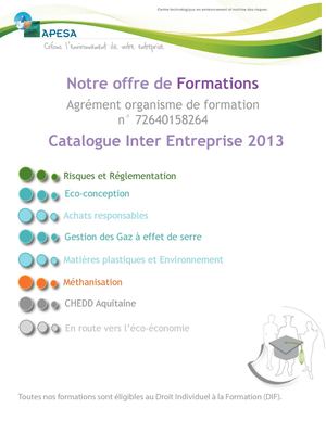 Catalogue des Formations Inter Entreprise 2013
