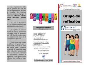 Triptico informativo Grupo de Reflexión "Mujeres construyendo relaciones igualitarias"
