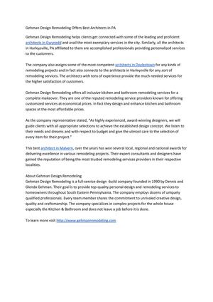 Gehman Design Remodeling Offers Best Architects in PA