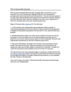 TCS – Finding an ASL Interpreter