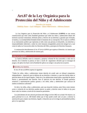 Art.87 Derecho a la Justicia