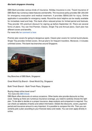 DBS Bank Singapore - Choosing the perfect Cheap Travel cover Online