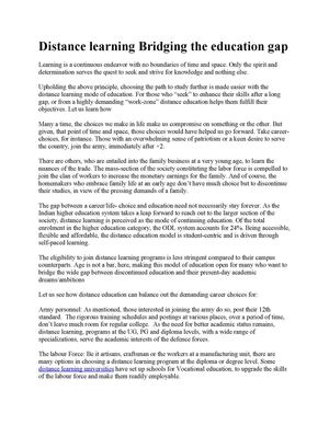 Distance learning Bridging the education gap