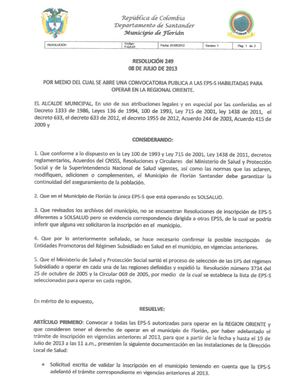 RESOLUCIÓN SECRETARIA DE SALUD 