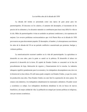 Los terribles años de la década del 1930