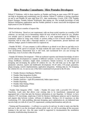 Hire Pentaho Consultant / Hire Pentaho Developer