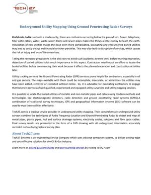 Underground Utility Mapping Using Ground Penetrating Radar Surveys