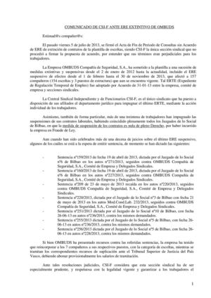 COMUNICADO DE CSI-F ANTE ERE EXTINTIVO DE OMBUDS