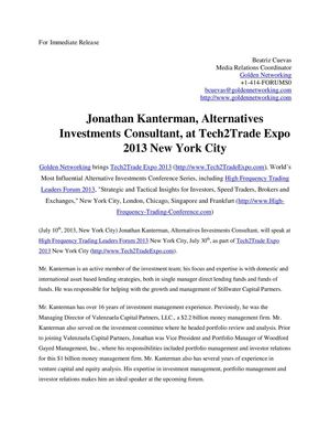Jonathan Kanterman, Alternatives Investments Consultant, at Tech2Trade Expo 2013 New York City