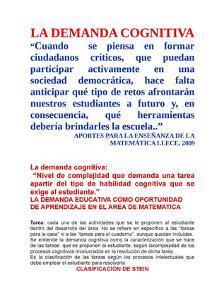 LA DEMANDA COGNITIVA