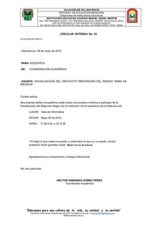 CIRCULAR 29 DE MAYO DE 2013-MAPA DE RIESGOS