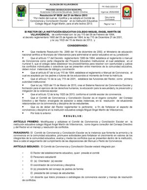 RESOLUCIÓN COMITE DE CONVIVENCIA Y CONCILIACIÓN ESCOLAR