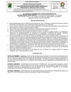 RESOLUCIÓN COMISIÓN DE EVALUACIÓN Y PROMOCIÓN