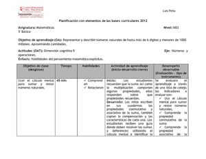 Planificación Matematicas 5 Básico 2013 III