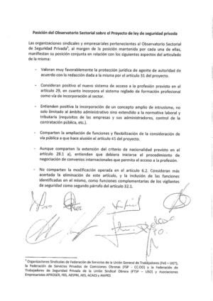 Acuerdo observatorio sectorial ley seguridad privada