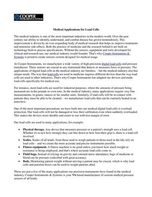 Medical Applications for Load Cells