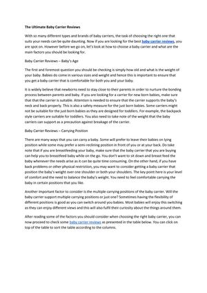 Best Baby Carrier Reviews