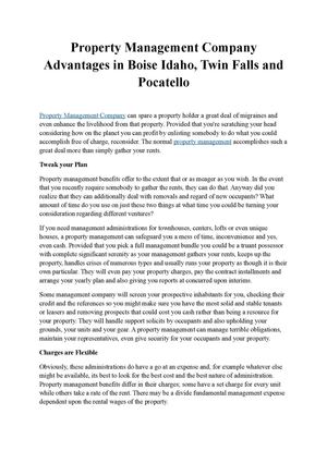 Property Management Company Advantages in Boise Idaho, Twin Falls and Pocatello