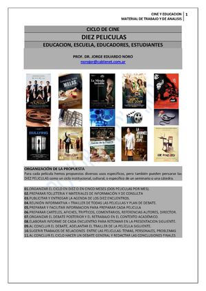 110. CICLO DE CINE Y EDUCACION + DIEZ PELICULAS Y PROPUESTAS DE TRABAJO