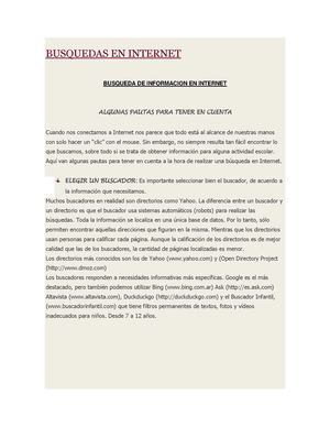 BUSQUEDA DE INFORMACIÓN EN INTERNET
