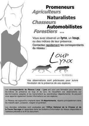 Plaquette réseau loup lynx département du Gard
