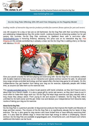 Go-Go Dog Pals Celebrates Freedom All Through July with 15% Off and Free Shipping on Its Flagship Remote-Controlled Model