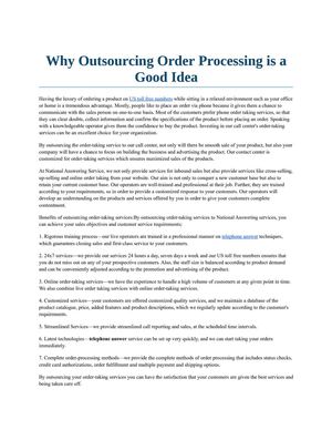 Why Outsourcing Order Processing is a Good Idea