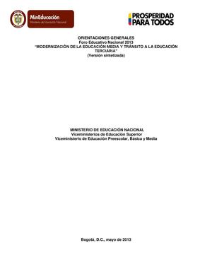 MODERNIZACIÓN DE LA EDUCACIÓN MEDIA Y TRÁNSITO A LA EDUCACIÓN TERCIARIA