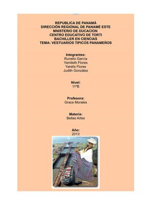 Bella Artes: Vestuarios Típicos Panameños