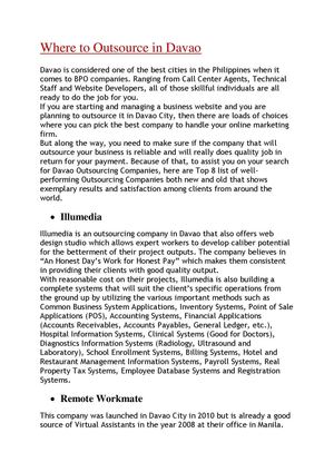 Outsourcing to the Philippines