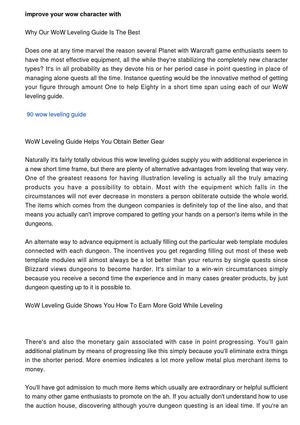 WoW Leveling Guide And Its Benefits