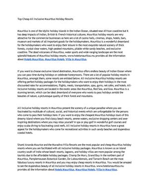 Top Cheap All Inclusive Mauritius Holiday Resorts