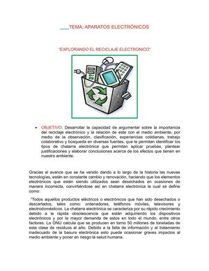 RECICLAJE DE LOS APARATOS ELECTRONICOS