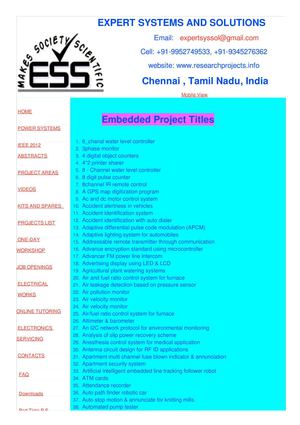 Projects For B.E,M.E and Ph.D , EEE, ECE and EIE , Power Systems