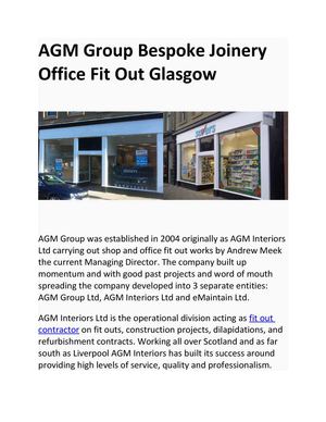 AGM Group Bespoke Joinery Office Fit Out Glasgow