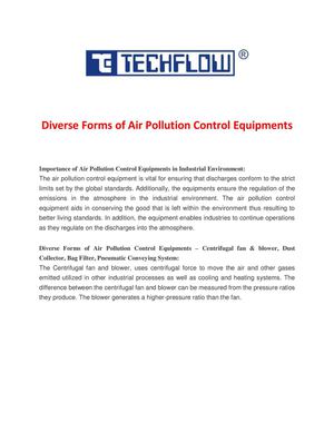 Diverse Forms of Air Pollution Control Equipments