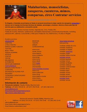 Malabaristas, monociclistas, zanqueros, cuenteros, mimos, comparsas, circo Contratar servicios