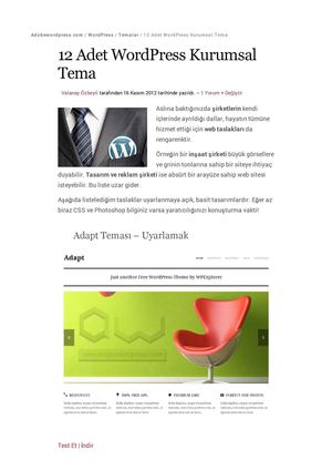 12 Adet WordPress Kurumsal Tema