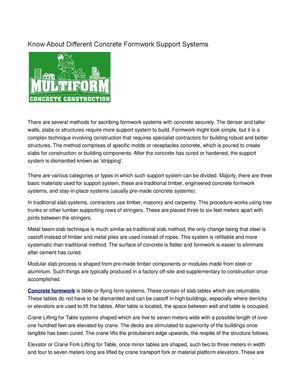 Know About Different Concrete Formwork Support Systems