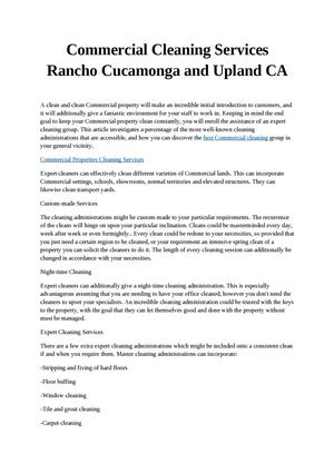 Commercial Cleaning Services Rancho Cucamonga and Upland CA