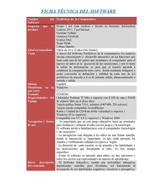 Ficha Técnica de Los Periféricos del Computador.