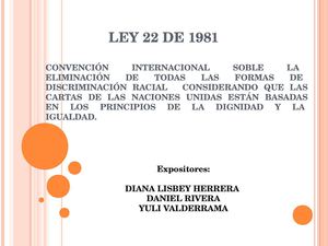 EXPOSICIÓN LEY 22 DE 1981