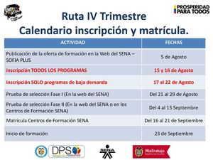Calendario de inscripciones
