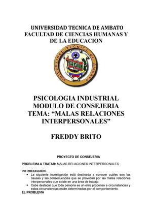 MALAS RELACIONES INTERPERSONALES