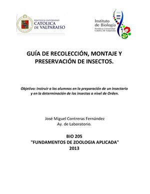 GUÍA DE RECOLECCIÓN, MONTAJE Y PRESERVACIÓN DE INSECTOS.